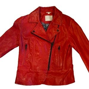 SOIA & KYO Genuine Leather Distressed Moto Jacket